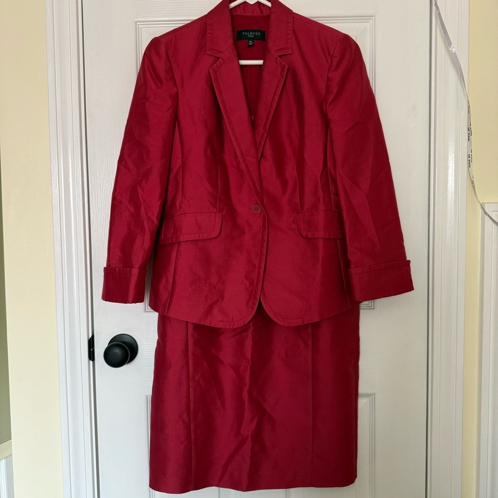 Talbots Women's Silk Red Blazer and Matching Dress Set